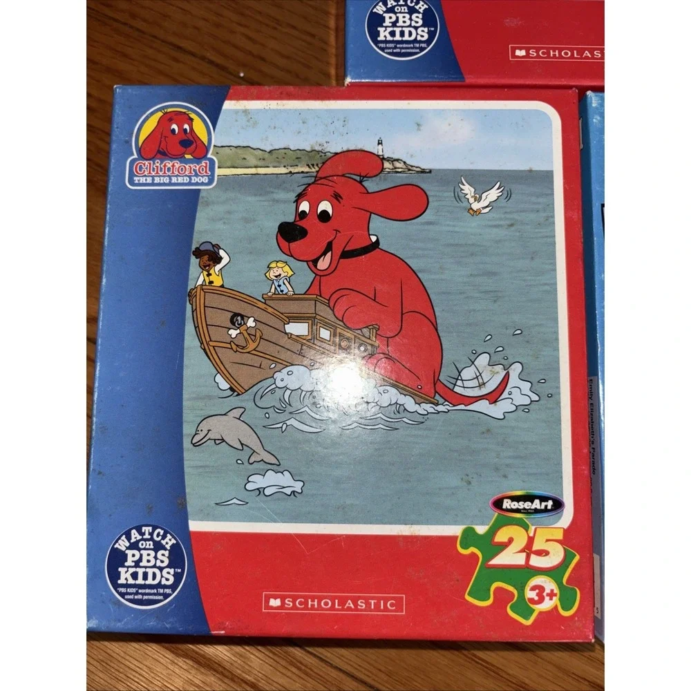 Clifford the Big Red Dog 3 Puzzles 25 Piece Complete‎ Counted Excellent Vtg 2006